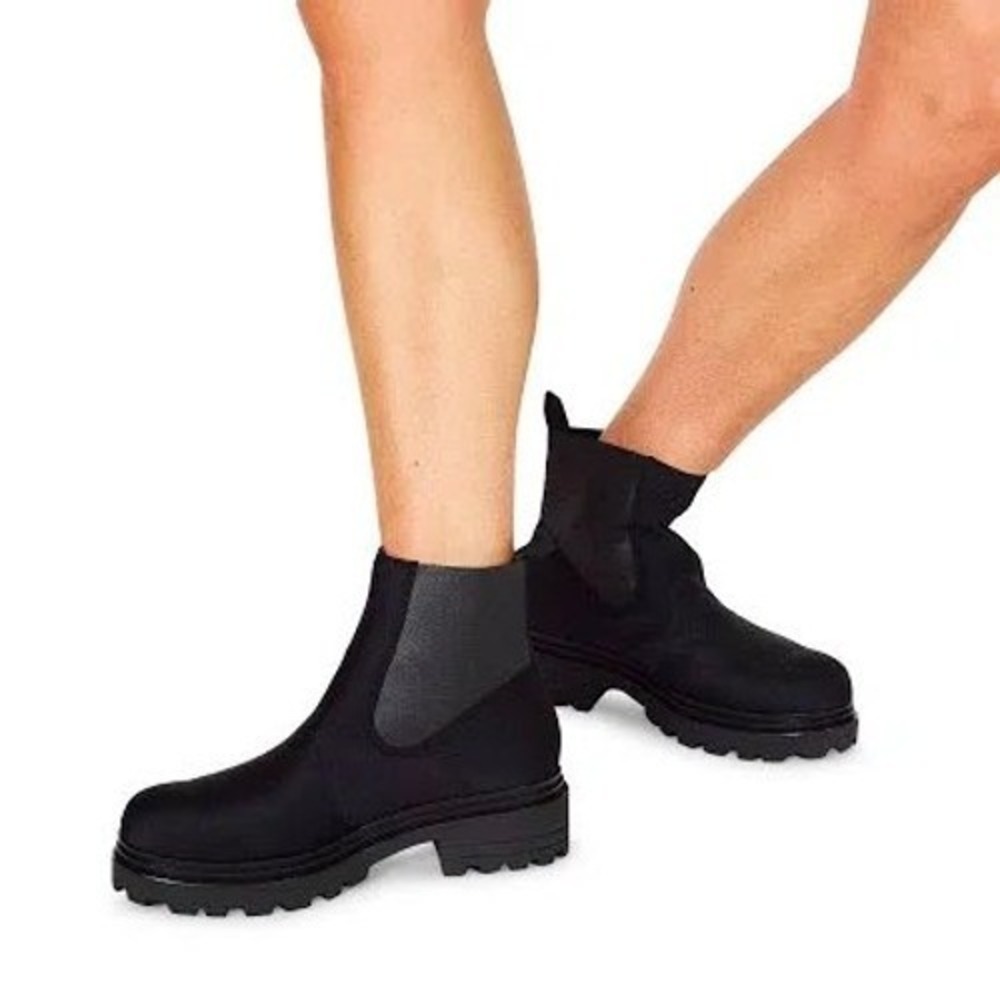 OTBT Inhabiter boots black neoprene chunky soles women's size‎ 7 trendy modern